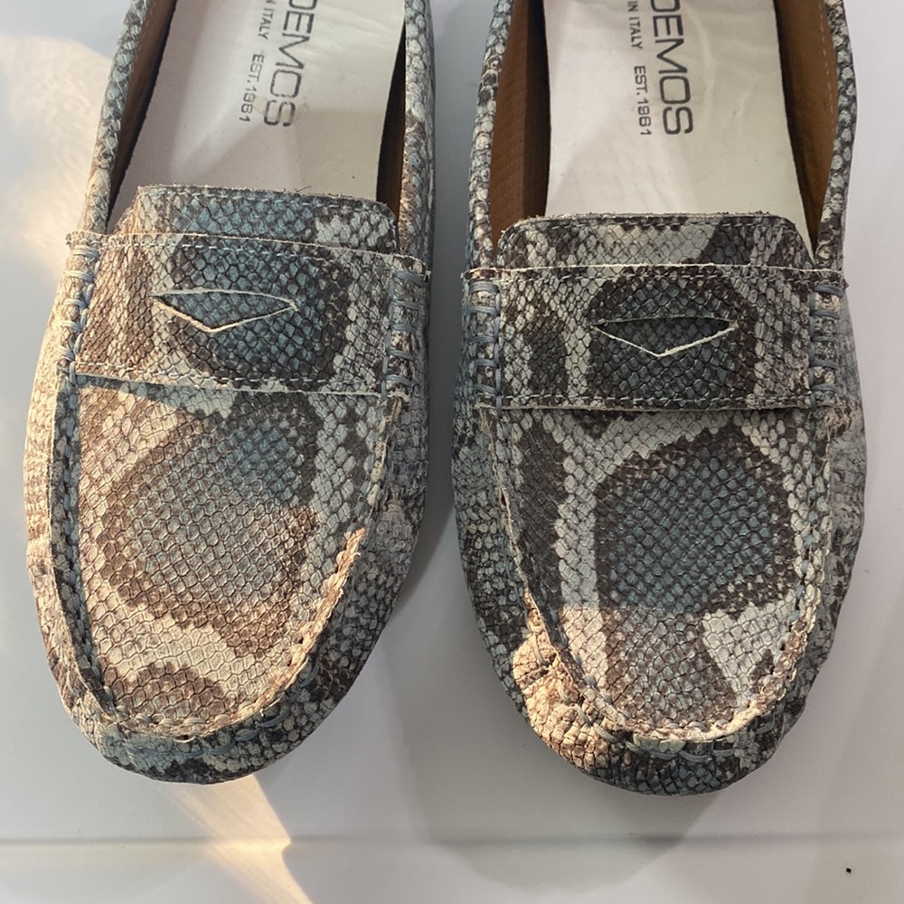 Boemos grey blue snakeskin print driving loafers made in Italy size 38 EU - Picture 4 of 9